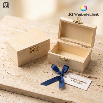 Kleine Holzschatulle 10x6x5cm mit Messingverschluss